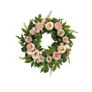 My Texas House 22" Easter Wreath – Peonies & Speckled Eggs